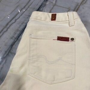 7 For All Mankind Cream Pants with Burgundy Details
